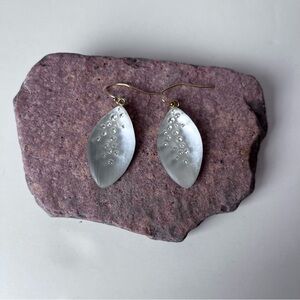 Alexis Bittar Dust Leaf Drop Pierced Earrings Luminescent White & Clear Crystals